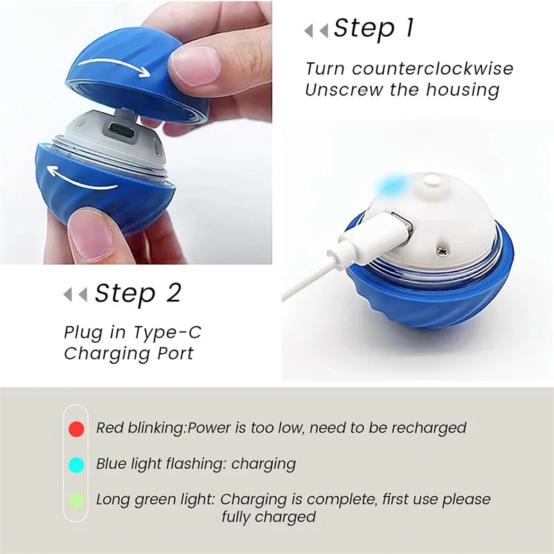 Balle interactive intelligente pour chien & chat – Balle rebondissante automatique USB 🐾